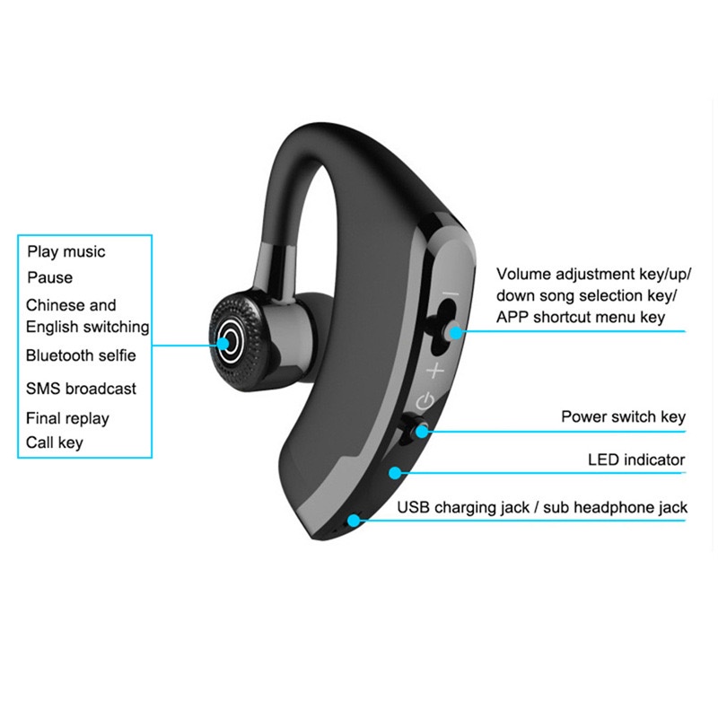 Tai Nghe Bluetooth V9 Phong Cách Doanh Nhân Cho iphone Samsung