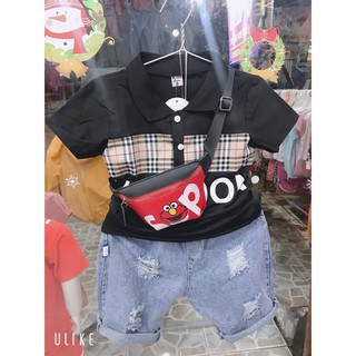 Set áo thun quần jean bé trai
