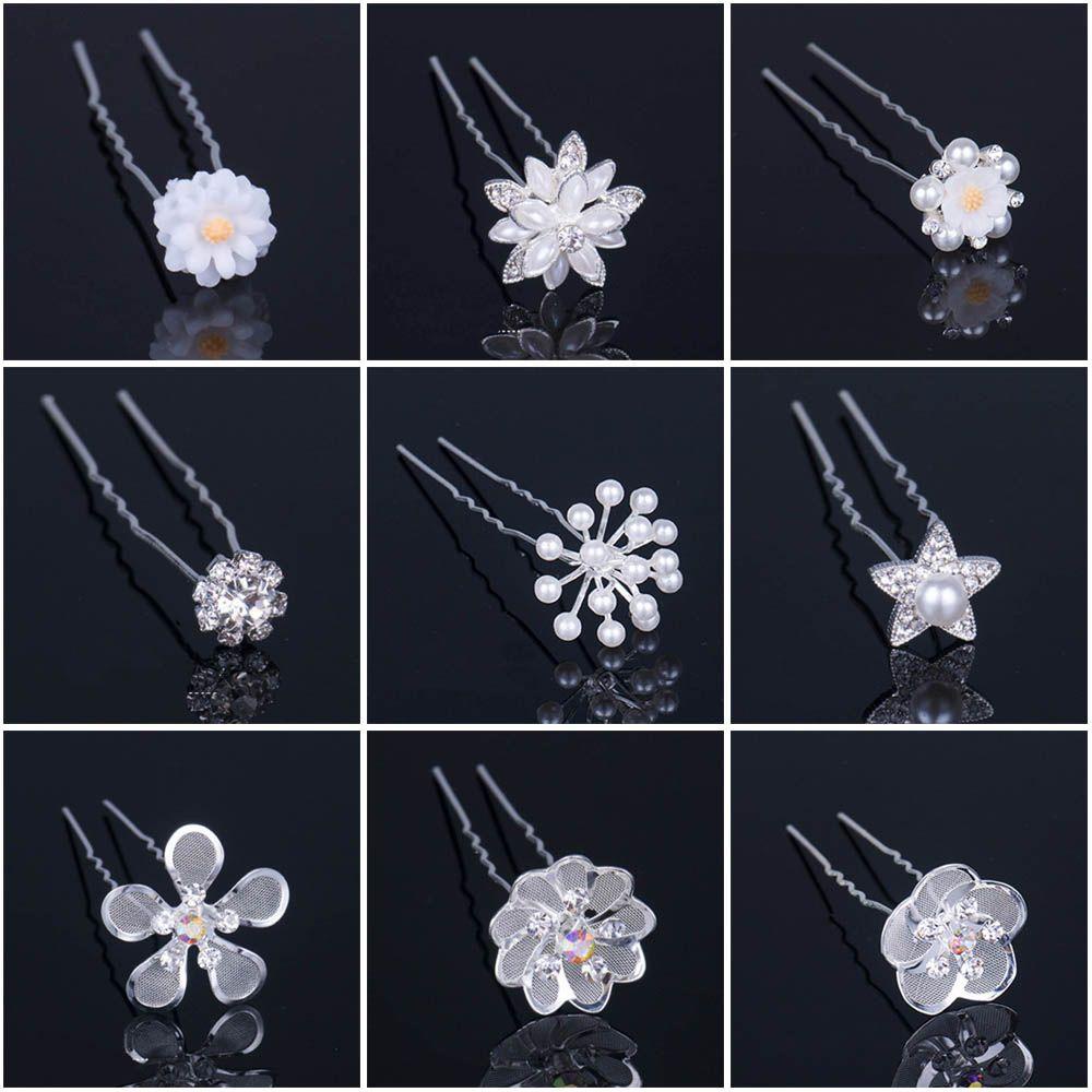 CACTU Wedding Bridal Hairpin Hair Accessories Bride Headpiece Flower Hairpin Stick|Hair Pins Forks|Pearl Hairpin Bridal Tiara Barrettes U Shaped Hair Clip