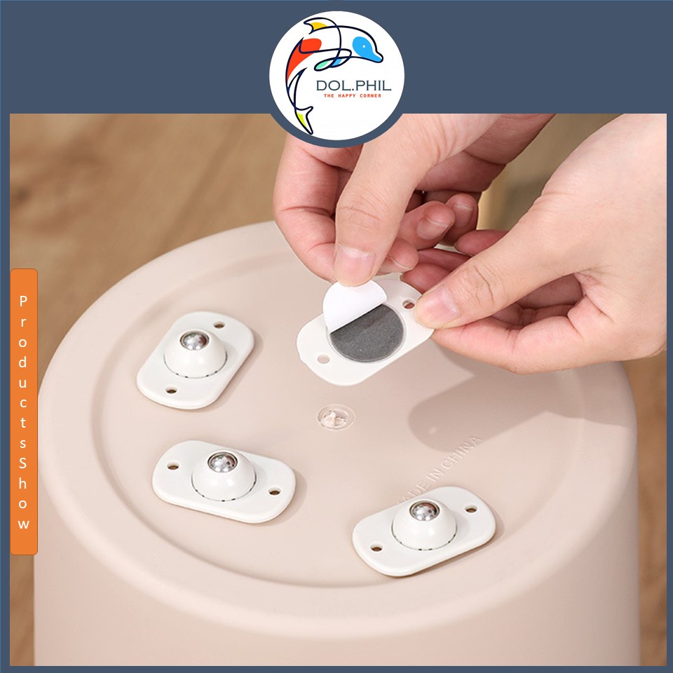 Bộ 4 Bánh Xe Gắn Thùng (Hộp) Dol.phil Store Rất Tiện Dụng Giúp Dễ Dàng Di Chuyển Đồ Vật Nặng Có Sẵn Keo Dán Chắc Chắn