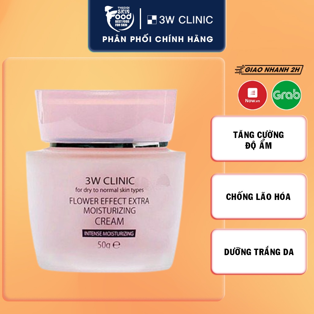 Kem Dưỡng Da Ngăn Ngừa Lão Hóa 3W Clinic Flower Effect Extra Moisturizing Cream 50g