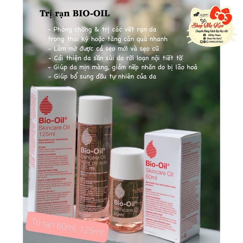 Tinh dầu Bio Oil Nam Phi (60ml + 125ml) giảm rạn da, làm mờ sẹo cho mẹ bầu, mẹ sau sinh và trẻ em