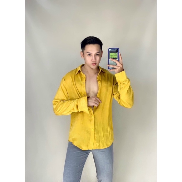 [Hình Thật] Áo Sơ Mi Tay Dài Lụa Basic Unisex Mr Smile 99 Shop