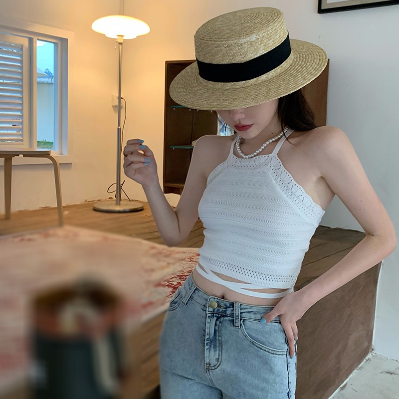 Áo Dệt Kim Sát Nách Thiết Kế Dây Đan Chéo Quyến Rũ