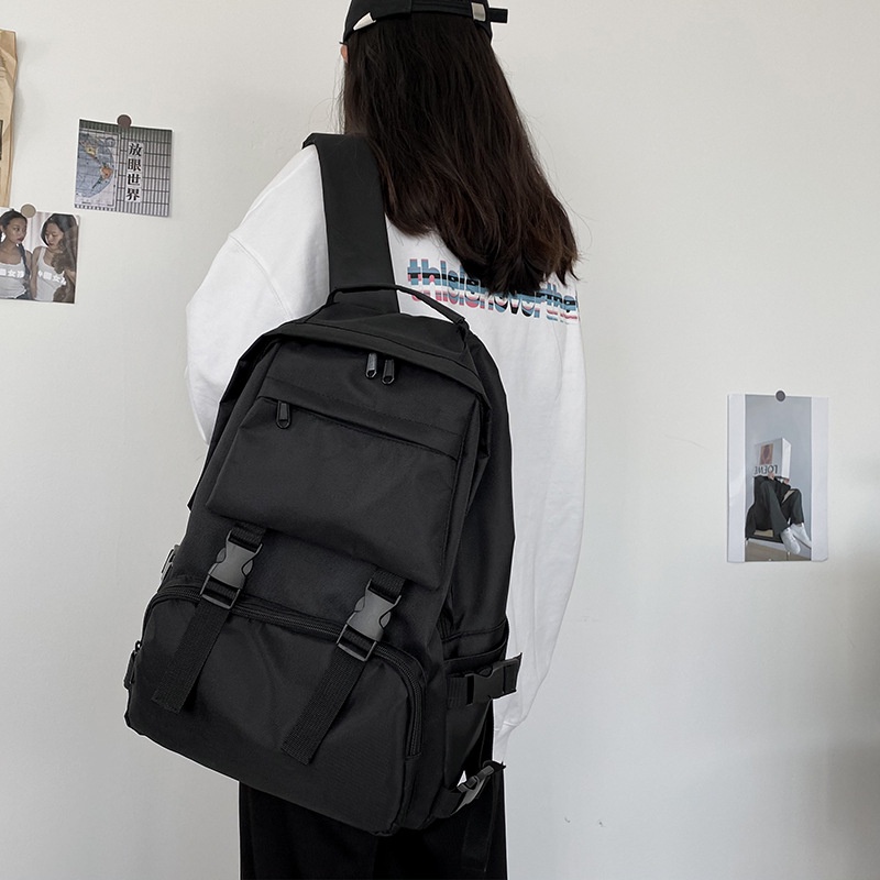Balo Ulzzang Basic Vải Canvas Chống Nước, Balo Unisex Đi Học Nam, Nữ