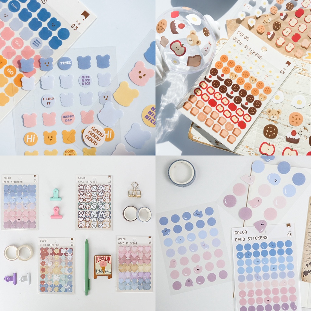 Set 3 tấm sticker in hình nhỏ xinh xắn color deco