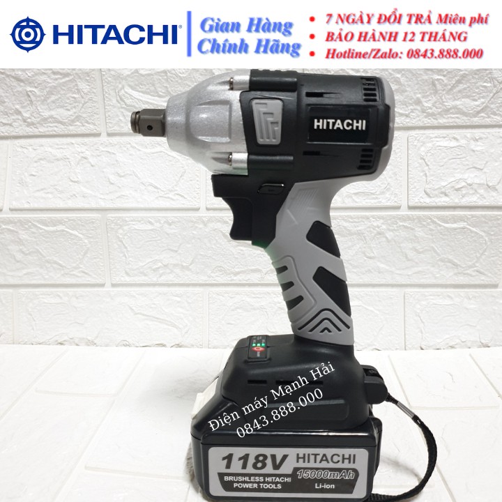 [Chính Hãng] Máy siết bulong dùng pin không chổi than Hitachi 99v PIN khủng 10 Cell - Tặng kèm 1 đầu chuyển bắt vít