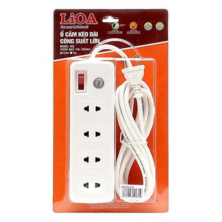 Ổ cắm Lioa công suất lớn (4 lỗ 2 chấu, dây 2.5m)