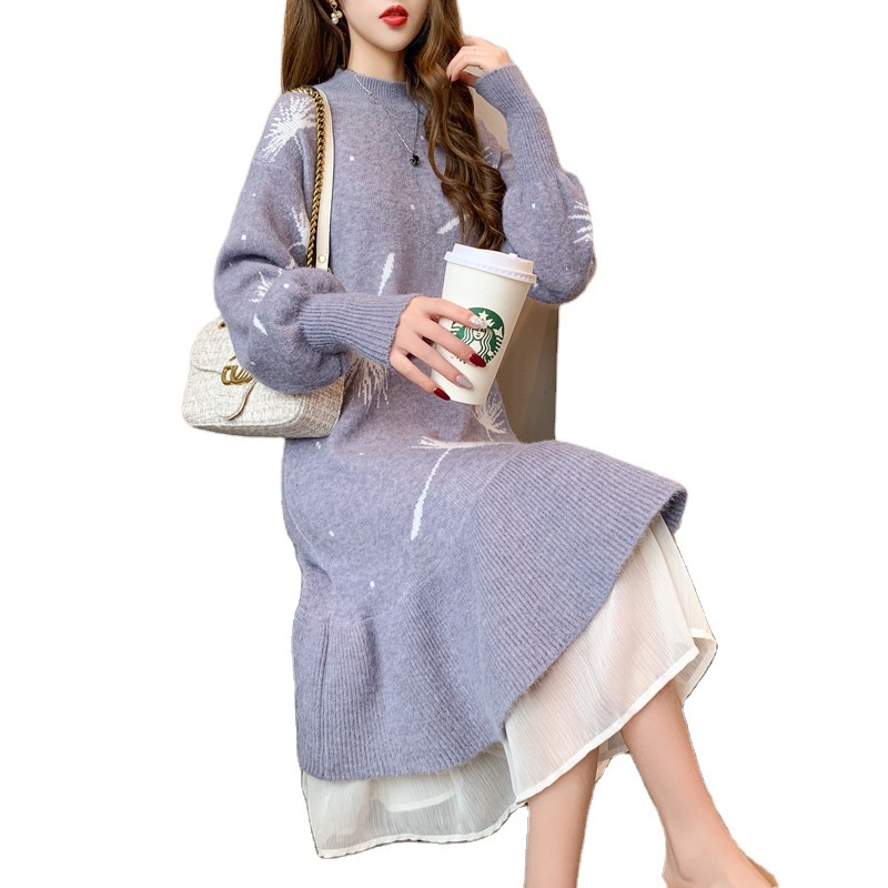 Váy Bầu Đầm Bầu LEN, Váy Len Bầu Thu Đông Dáng Dài Hàng QUẢNG CHÂU CAO CẤP Phong Cách Ulzzang Hàn Quốc