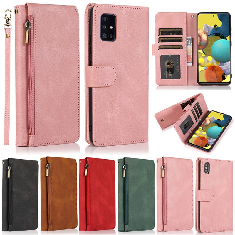 Bao da điện thoại kiểu ví gập đựng thẻ cho Samsung Galaxy A51 5G A71 5G A21S A20 A30 A50 A70 A30S A50S A70S A10E A20E