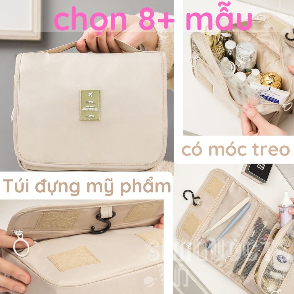 Túi đựng mỹ phẩm đồ du lịch đa năng có móc treo vải cao cấp TMP05