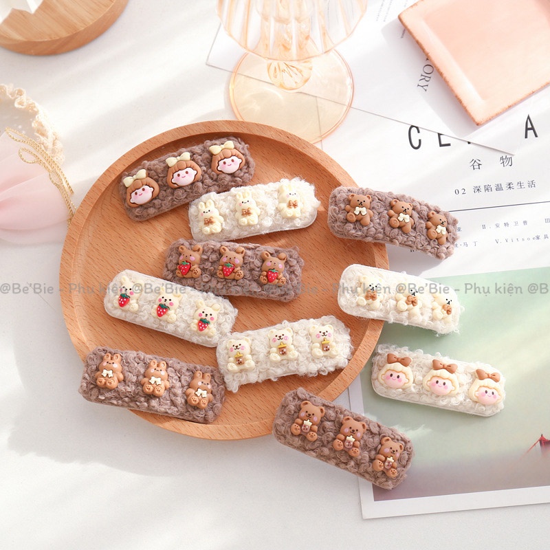 Gim kẹp hình gấu, thỏ len xoắn dễ thương BeBie - BP418