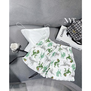 Quần Short thun xòe nhiều hoạ tiết cạp chun, Quần ngủ vải cotton mịn mát co giãn Thuy Clothing
