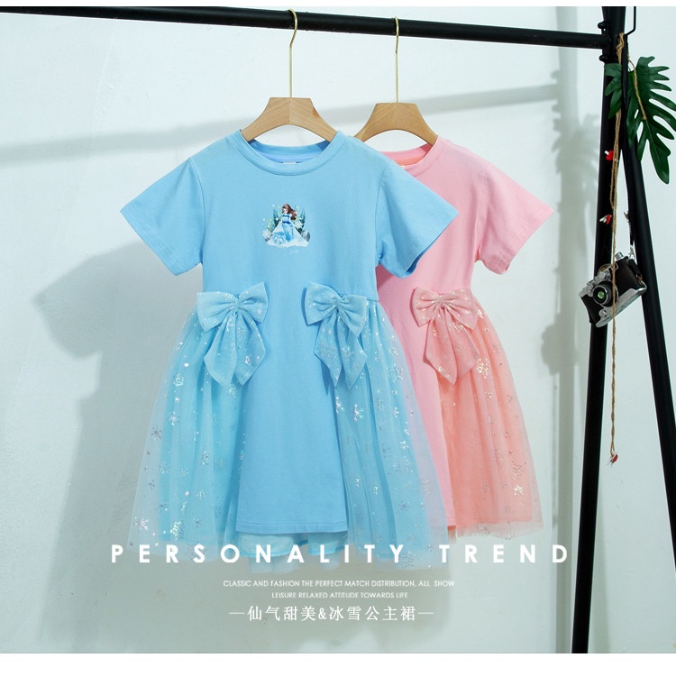 Đầm Thun Cotton Tay Ngắn Dáng Dài In Hình Công Chúa Băng Giá Elsa Phong Cách Hàn Quốc Hàng Mới Dành Cho Bé Gái 2022