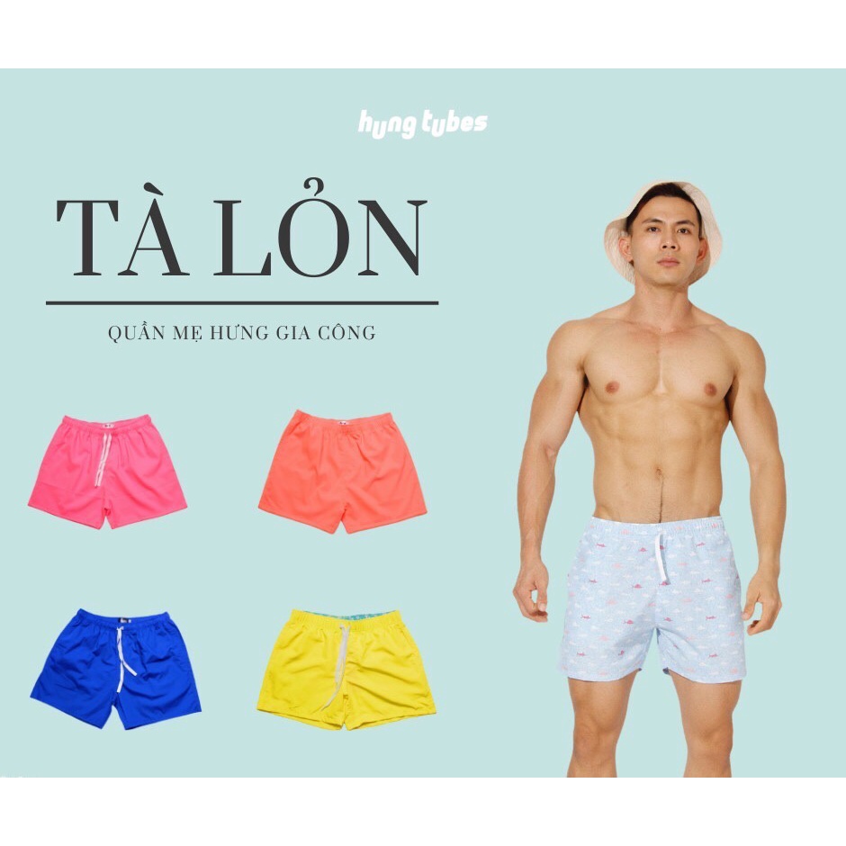 Quần đùi đi biển mùa hè rộng rãi chất cotton Hungtubes.