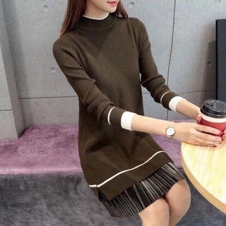 Váy len phối chân váy 