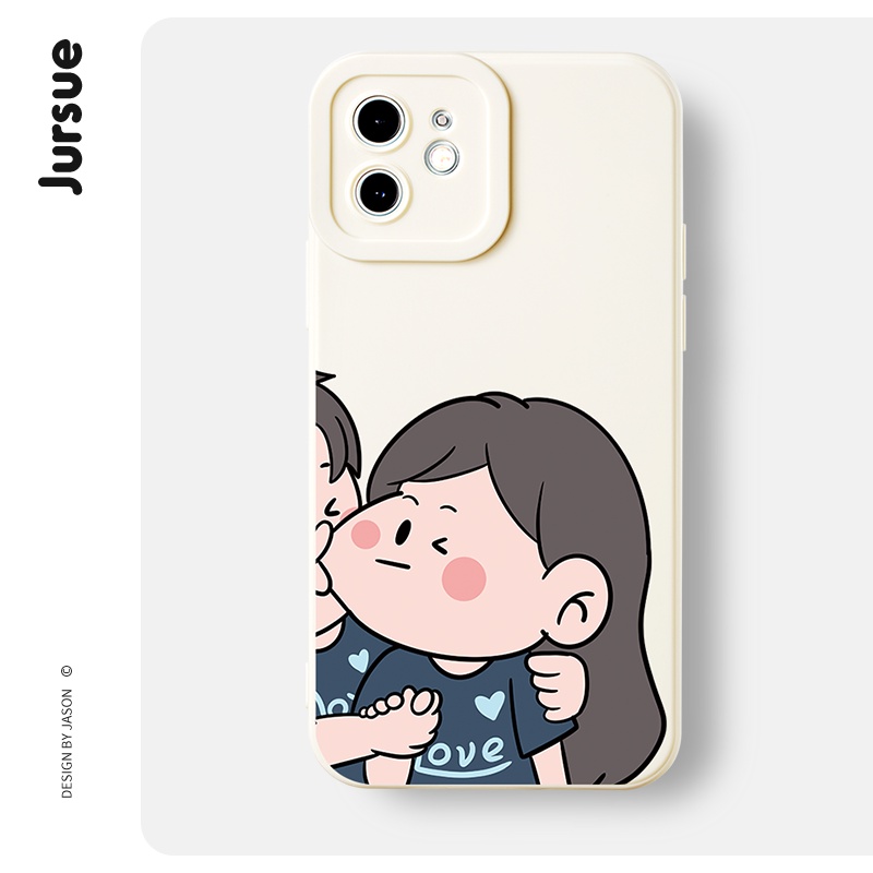 Ốp điện thoại JURSUE hoạt hình cặp đôi dễ thương đẹp cho iPhone 14 13 12 11 Pro Max SE 2020 X XR XS 8 7 ip 6S 6 Plus kute XYH184