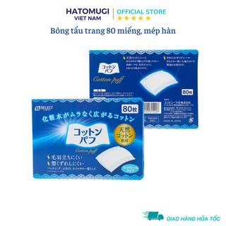 Bông tẩy trang miếng hàn, cotton puff Sselect Nhật Bản 80 miếng 50mm x 60mm