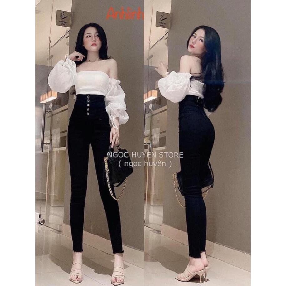 Quần jean nữ đen trơn không rách gối cao cấp co giãn 4 chiều nhiều nút,quần rin nữ AD601 NHIỀU MẪU MỚI | BigBuy360 - bigbuy360.vn