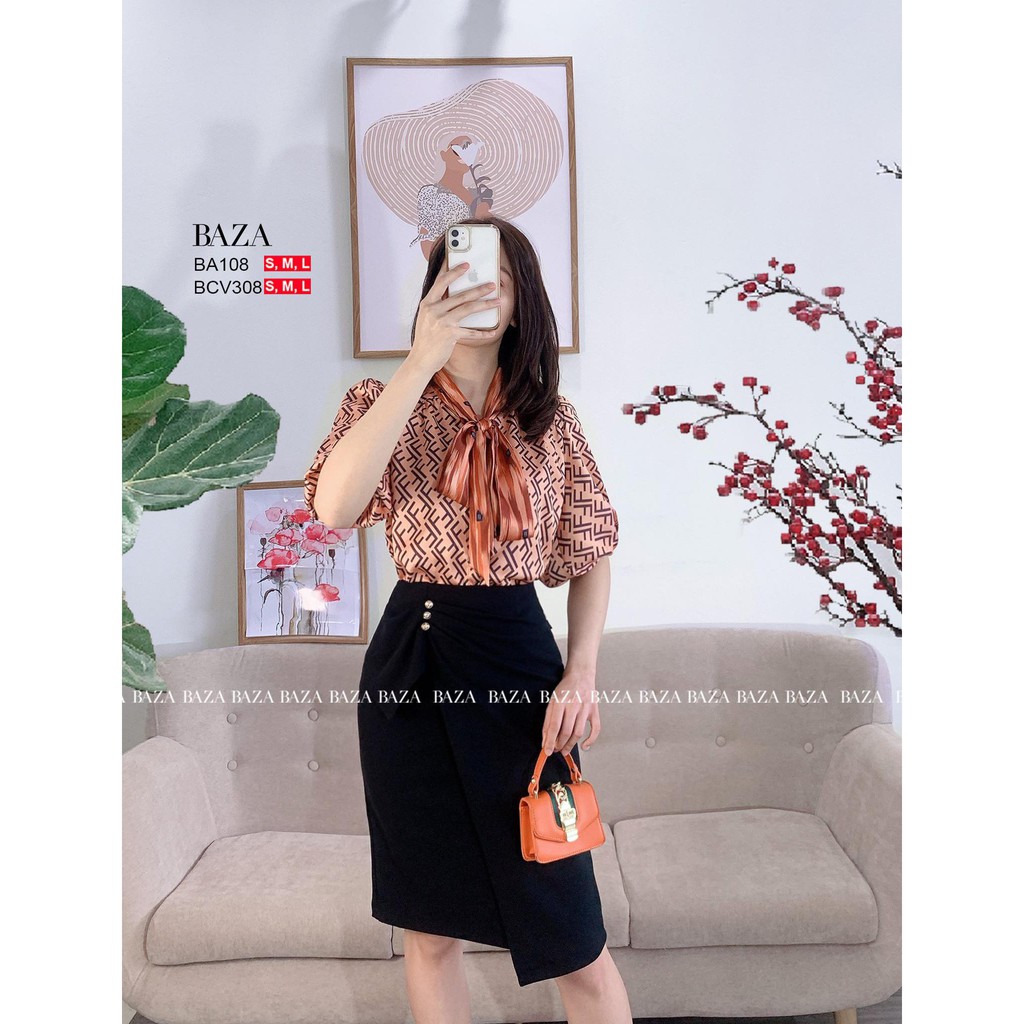 Áo cộc tay nơ lụa