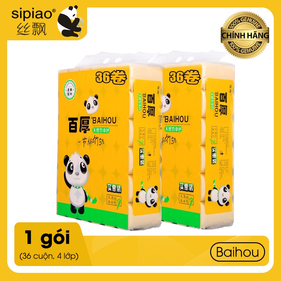 Giấy vệ sinh gấu trúc SIPIAO 36 CUỘN không chất tẩy trắng, đảm bảo chất lượng.