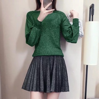 Áo len nhũ tay pha lưới