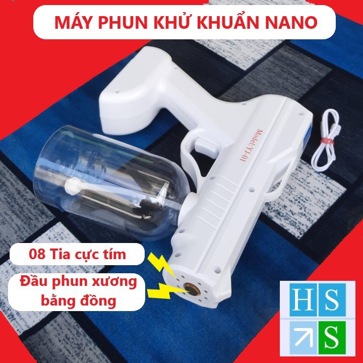 MÁY PHUN SƯƠNG SÁT KHUẨN Atomizer (Model YJ-01) súng khử khuẩn cầm tay diệt khuẩn với ánh sáng 8 tia UV dùng PIN sạc
