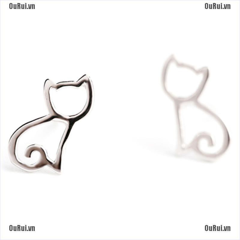 (FCC) Bông Tai Kim Loại Hình Mèo Xinh Xắn Cho Nữ