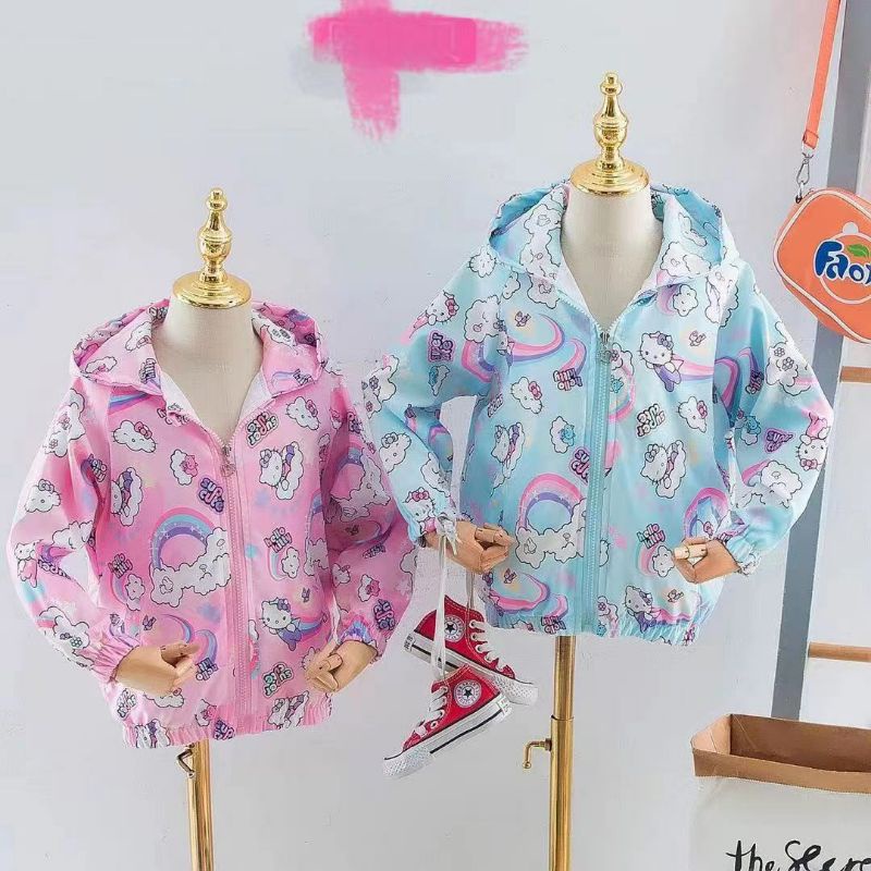 Áo Khoác Dù hello kitty Cho Bé Gái