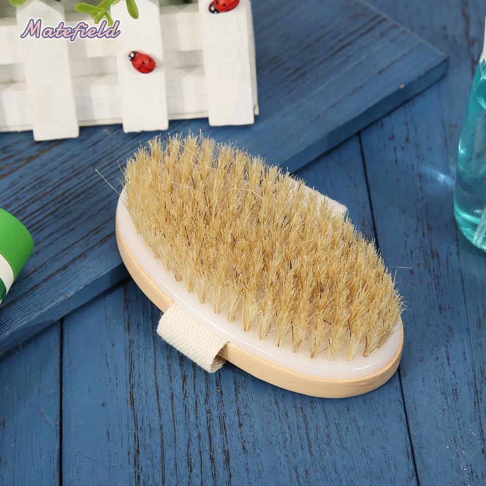 Bàn Chải Tắm Mát Xa Cơ Thể Bằng Gỗ Lông Mềm Tự Nhiên