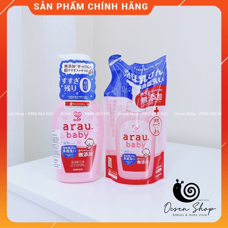 [COMBO CHAI TẶNG TÚI] Nước rửa bình Arau NHẬT BẢN