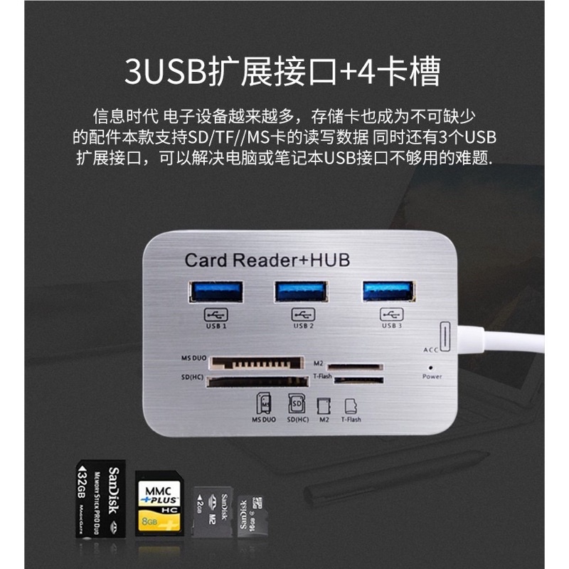 Bộ Chia Cổng Usb 3.0 Kiêm Đầu Đọc Thẻ Đa Năng Hub Usb + Card Reader All In One hàng xịn giá rẻ.