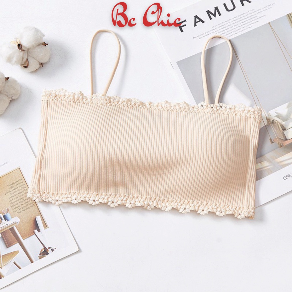 Áo Lót Nữ , Áo bra gân tăm viền cài sau 2 dây nâng ngực sexy điệu đà mẫu B636 BC_CHIC LINGERIE
