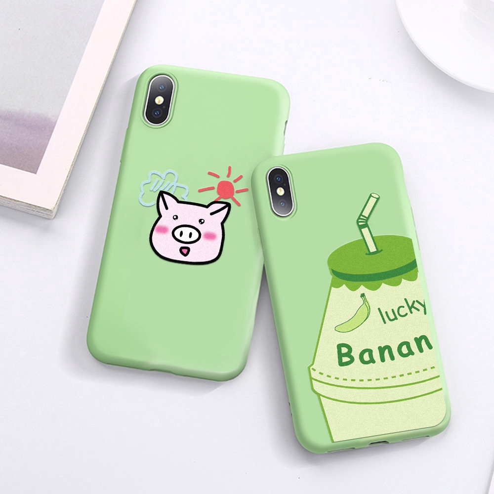 Ốp lưng nền màu nhám in hình nhiều mẫu dễ thương cho điện thoại iPhone X XR XS MAX 6 6S 7 8 Plus 5 5S SE