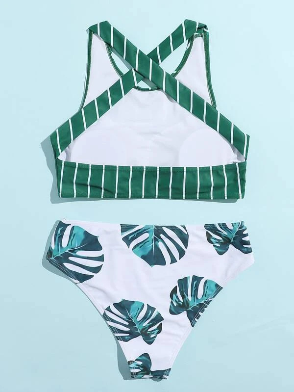 Bikini 2 Mảnh Kẻ Sọc Xanh Có Đệm Nâng Ngực