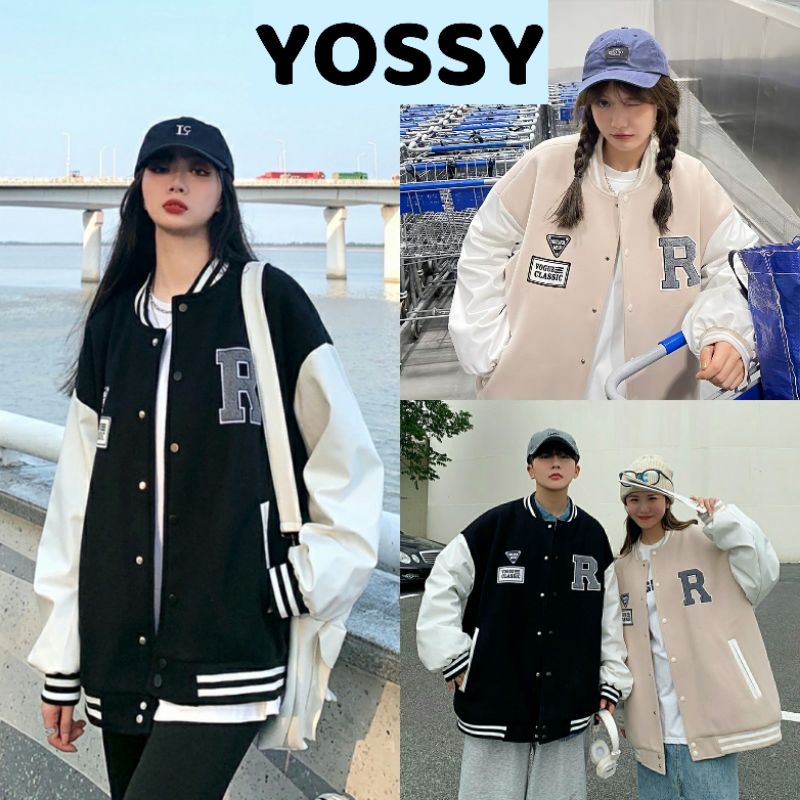 Áo khoác Bomber Logo R Vogue Varsity Jacket Form Rộng Nam Nữ Phong Cách Ulzzang - Yossy Studio