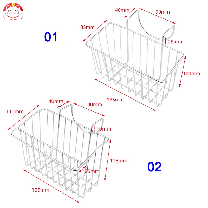 Kệ gắn bồn rửa chén bằng thép không gỉ cho để miếng rửa chén
