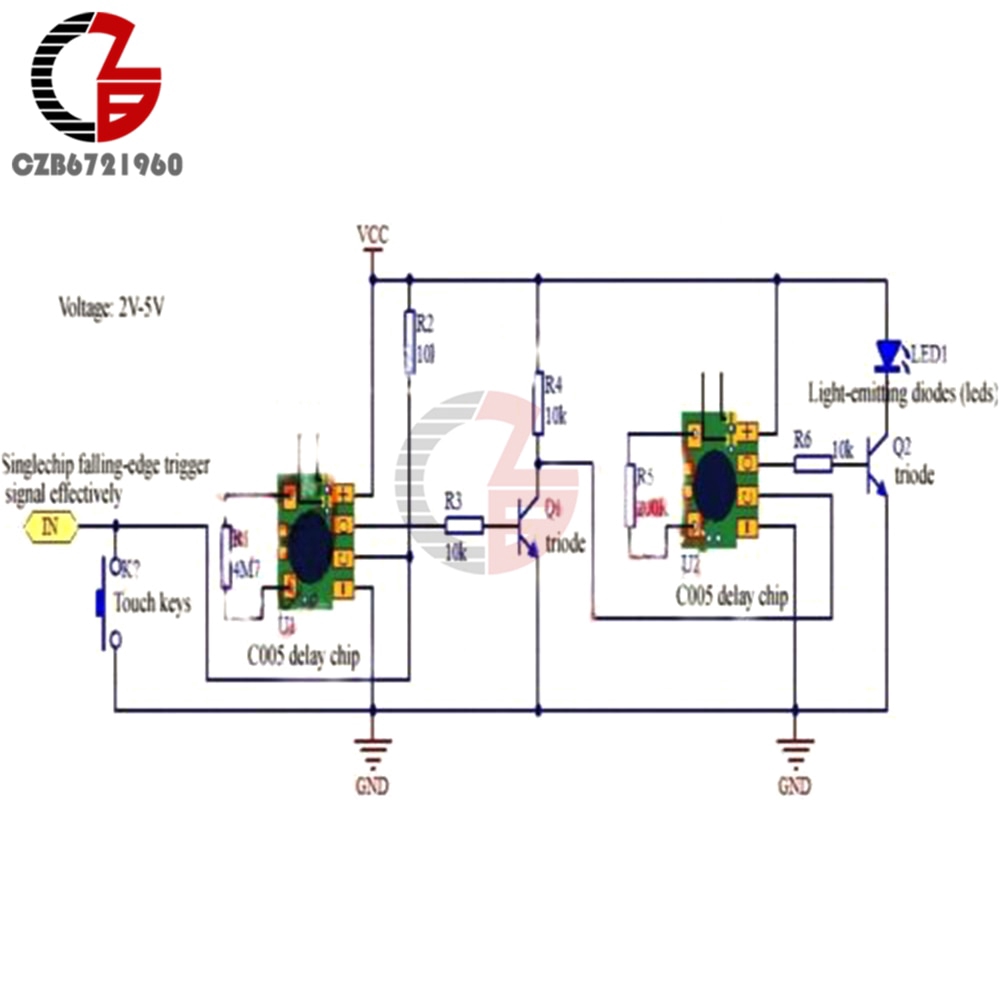5 Mô-đun chuyển tiếp IC thời gian độ trễ 2s -1000h DC 5V đa chức năng