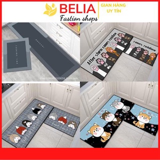 Bộ 2 Thảm lau chân nhà bếp , thảm chùi chân 3D chống trơn trượt siêu thấm BELIA TL3