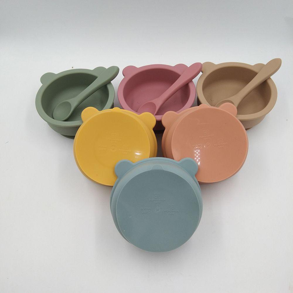 KUNHEV Bát Ăn Hình Gấu Có Giác Hút Chống Nóng Cho Bé