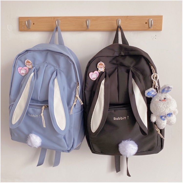Thỏ Ba Lô Đi Học Nữ Công Suất Lớn Lưng Hồng Nữ Bagpack Nylon Hoạt Hình Schoolbag