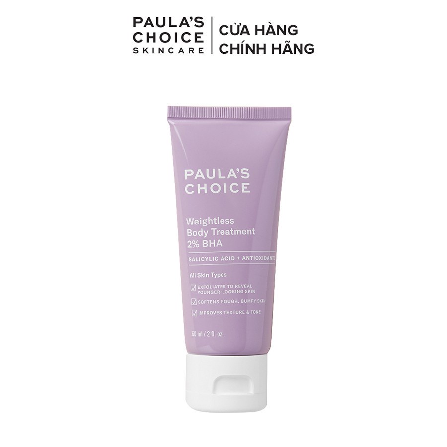 Kem dưỡng thể Paula’s Choice RESIST WEIGHTLESS BODY TREATMENT WITH 2% BHA Trial size-60ml [Nhập Khẩu Chính Hãng]