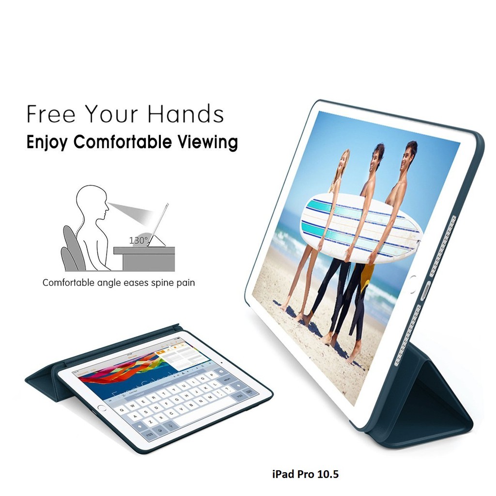 Bao da kiêm ốp lưng cho iPad Pro 10.5'' (Xanh đen) | BigBuy360 - bigbuy360.vn