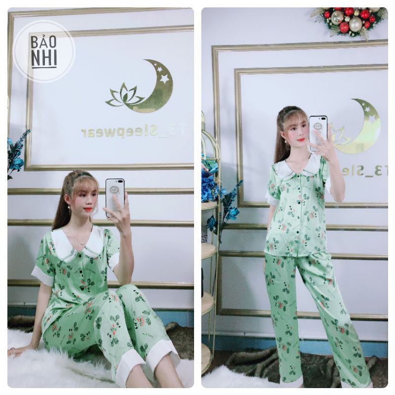 chuyên sỉ - bộ dài pijama lụa Latin cao cấp