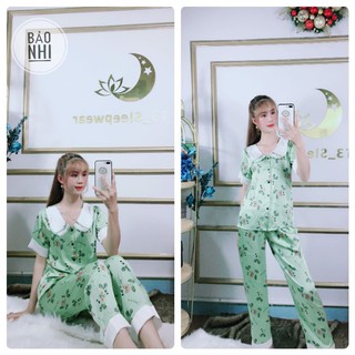 chuyên sỉ - bộ dài pijama lụa Latin cao cấp