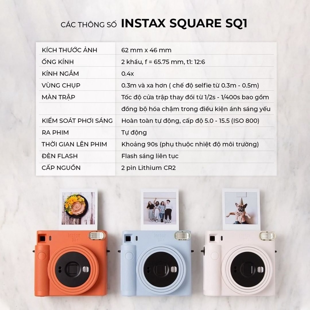 Instax SQUARE SQ1 Máy ảnh lấy ngay chính hãng Fujifilm tặng kèm 10 films