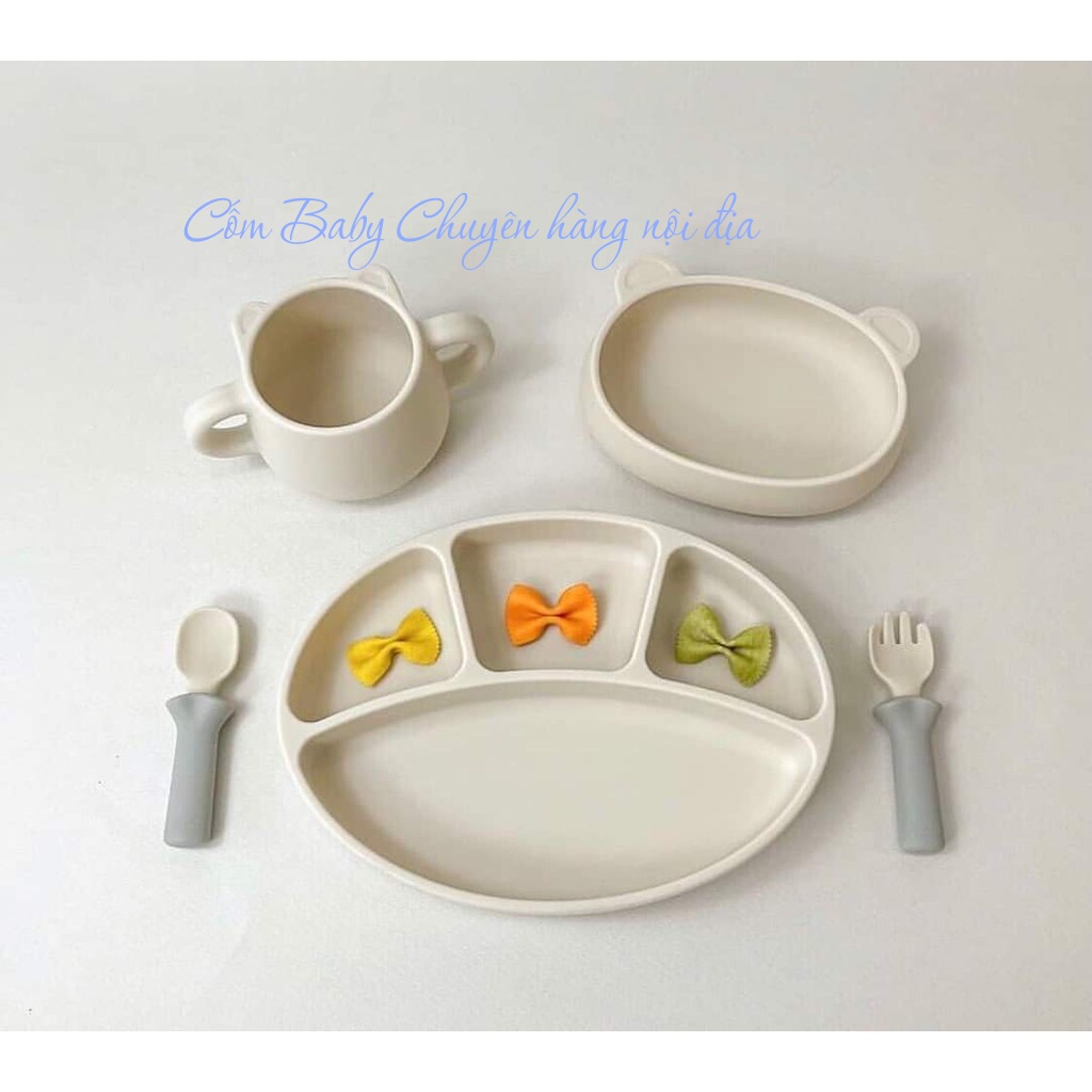 Set ăn dặm 4 món silicon cao cấp Bluemama Hàn Quốc