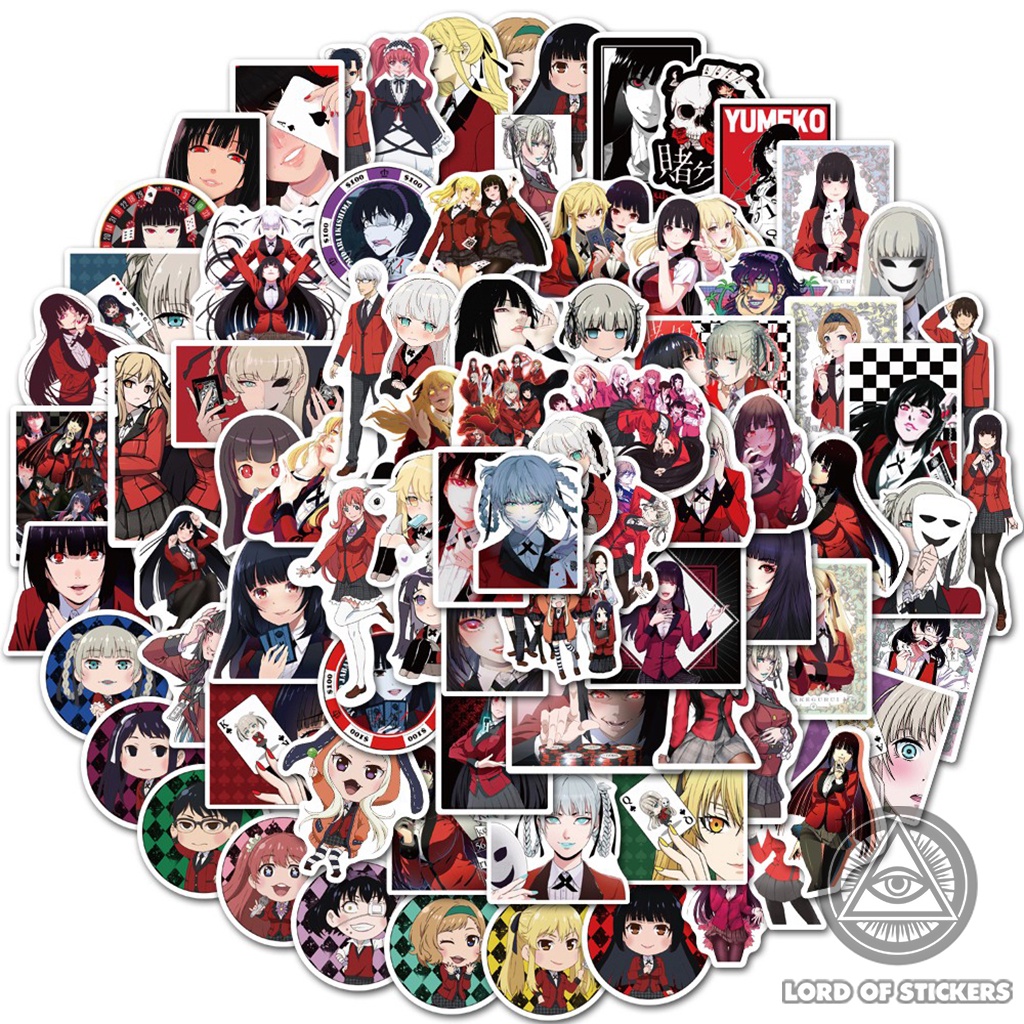 Set 100 Hình Dán Kakegurui Sticker Anime Manga Chống Thấm Nước Trang Trí Mũ Nón Bảo Hiểm, Ván Trượt, Laptop, Vali, Sổ