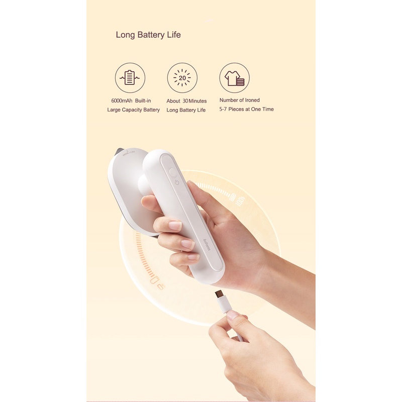 Bàn Ủi Hơi Nước mini Không Dây Sạc USB Tiện Dụng