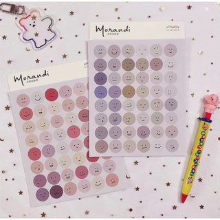 Set 2 tờ sticker giấy tròn mặt cười Morandi